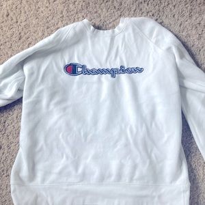 Champion warm sweatshirt/hoodie very comfortable! And classy for school+ jeans.